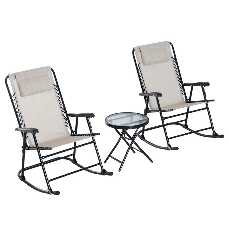 - Postoperative pet anti-licking Elizabethan collarOutsunny 3 Piece Outdoor Rocking Set With 2 Folding Chairs And 1 Tempered Glass Table