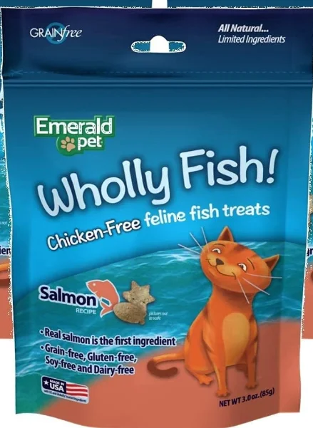    - Kitten food  Emerald Pet Wholly Fish Chicken-Free Salmon Recipe Cat Treats, 3 Ounces Per Pack