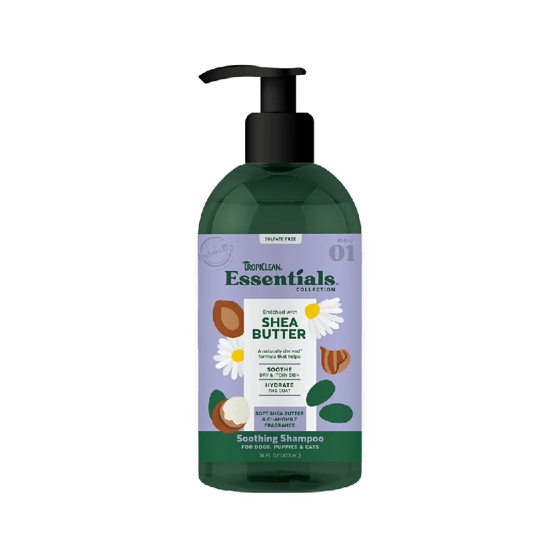 Pet shampoo: a shampoo specifically used to clean pet hair,TropiClean Essentials Shea Butter Soothing Shampoo for Dogs & Cats