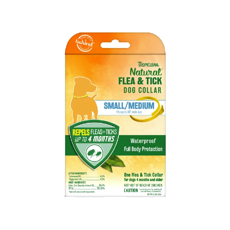 remove dead hair and dandruff, and promote pet skin health.TropiClean Natural* Flea & Tick Repellent Collar for Small & Medium Dogs