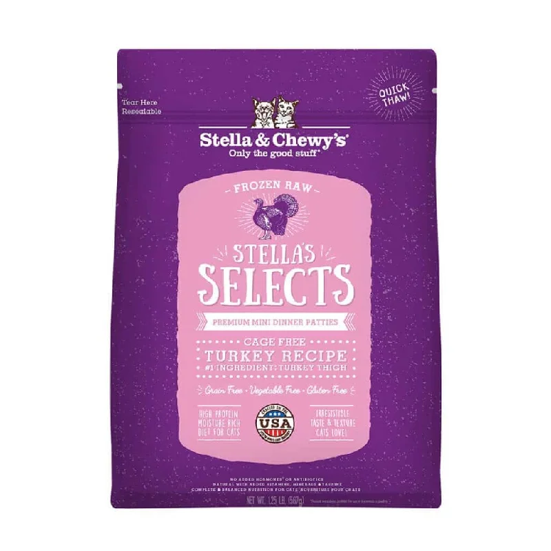    - Digestive care cat food  Stella & Chewy's Stella's Selects Cage-Free Turkey Frozen Raw Cat Food